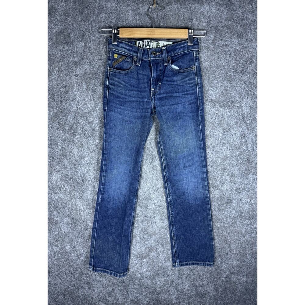 Ariat Boys B5 Slim Straight Jeans Adjustable Waistband Blue Denim Size 10